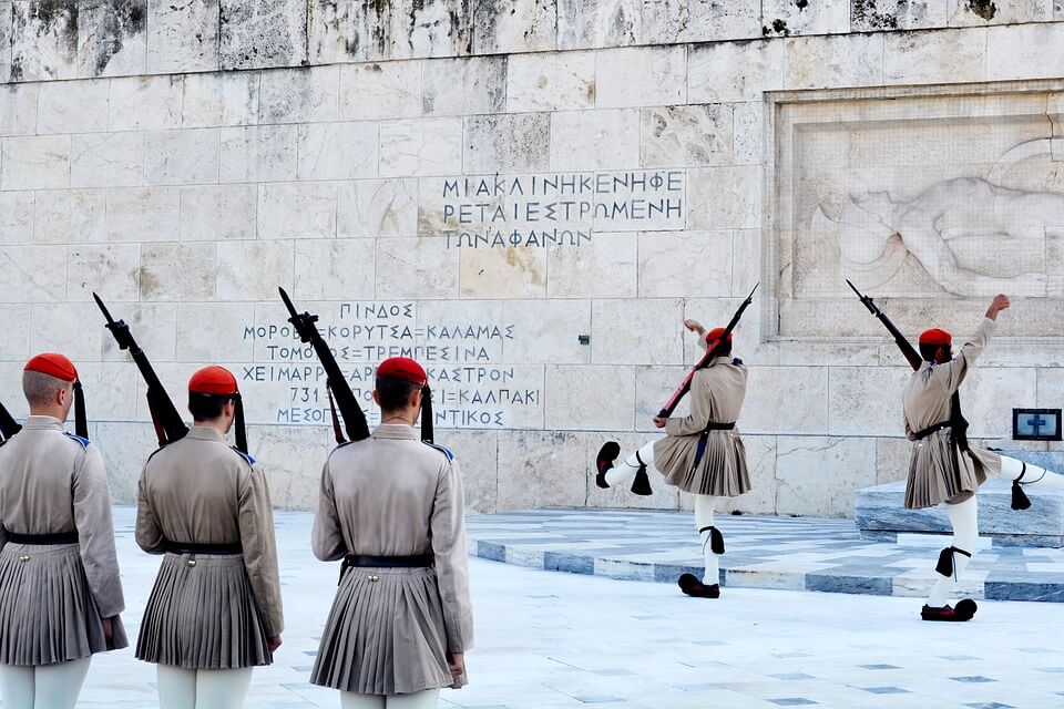 Guard in front of the Athens Parliament